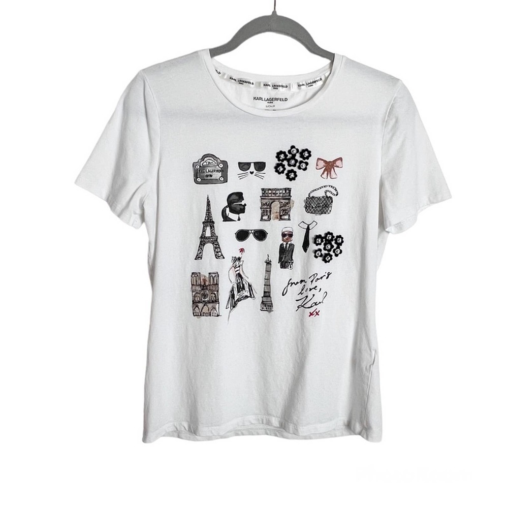 Karl Lagerfeld Embellished Parisian Graphic Tee Small